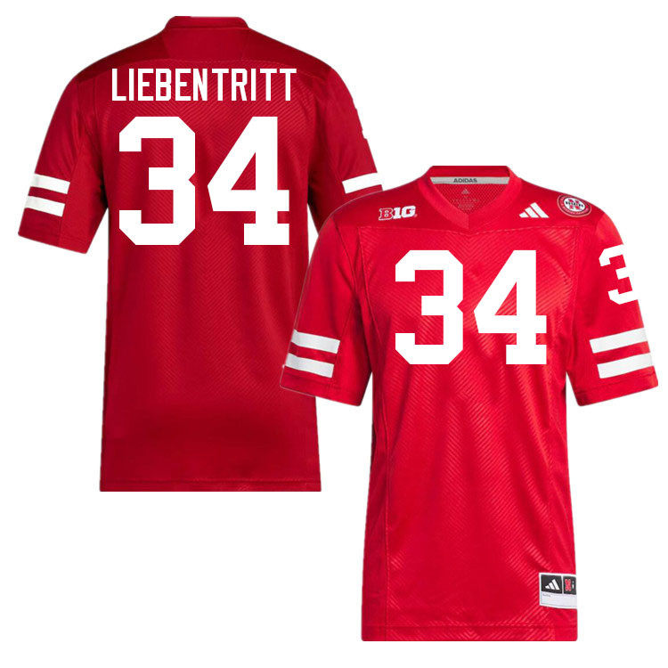 Men #34 Barret Liebentritt Nebraska Cornhuskers College Football Jerseys Stitched Sale-Scarlet